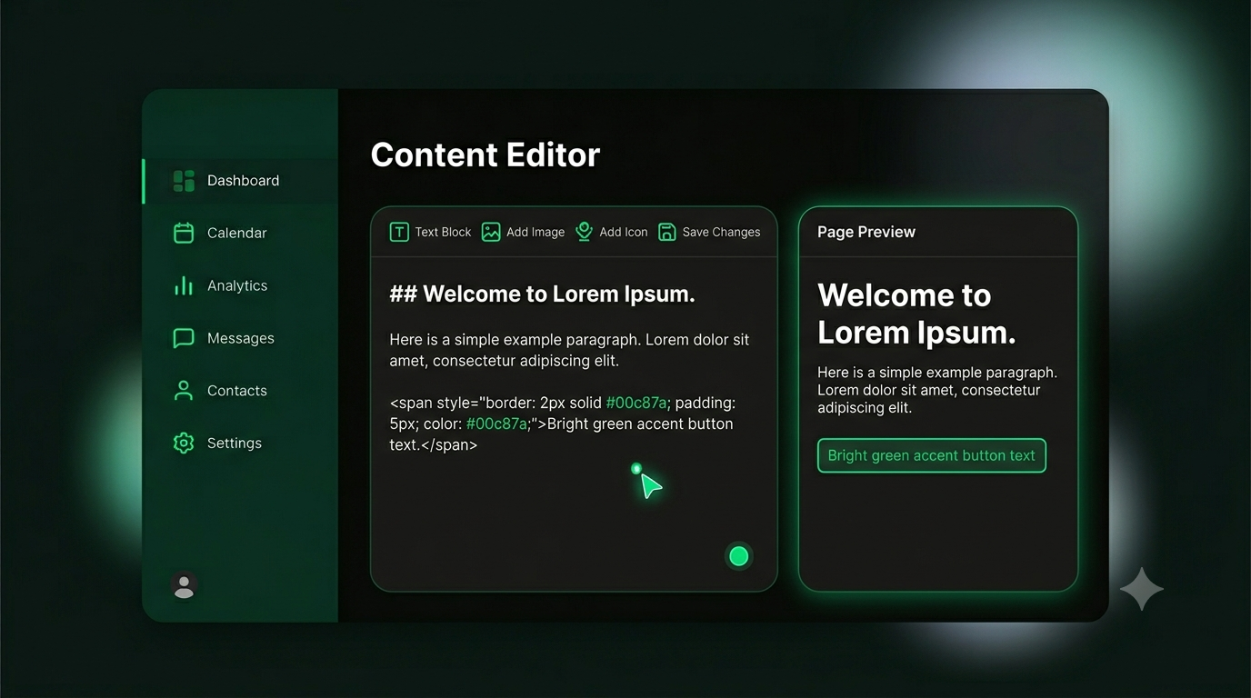 Editor de contenido con vista previa
