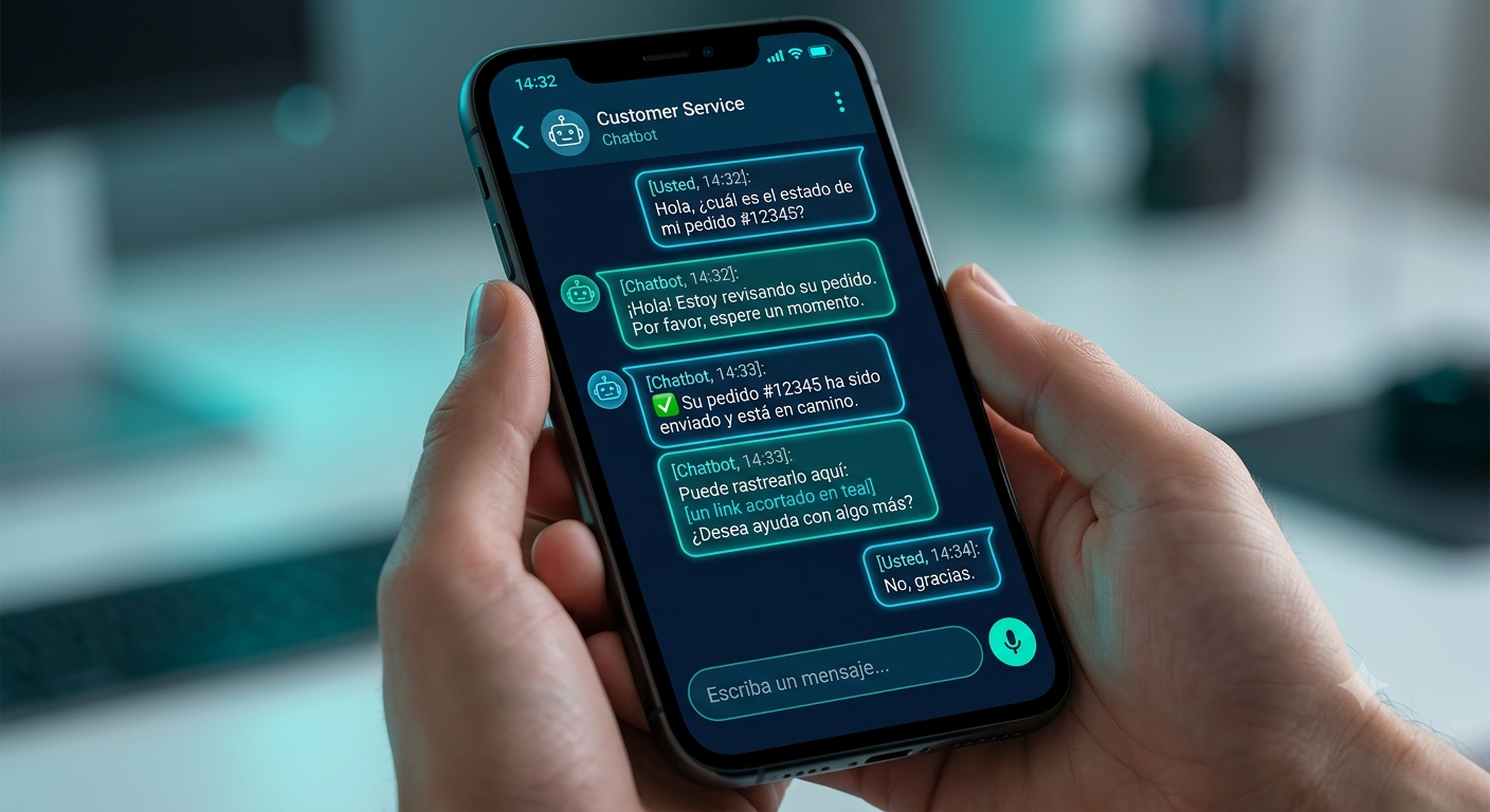 Chatbot de inteligencia artificial respondiendo mensajes de clientes automáticamente en WhatsApp