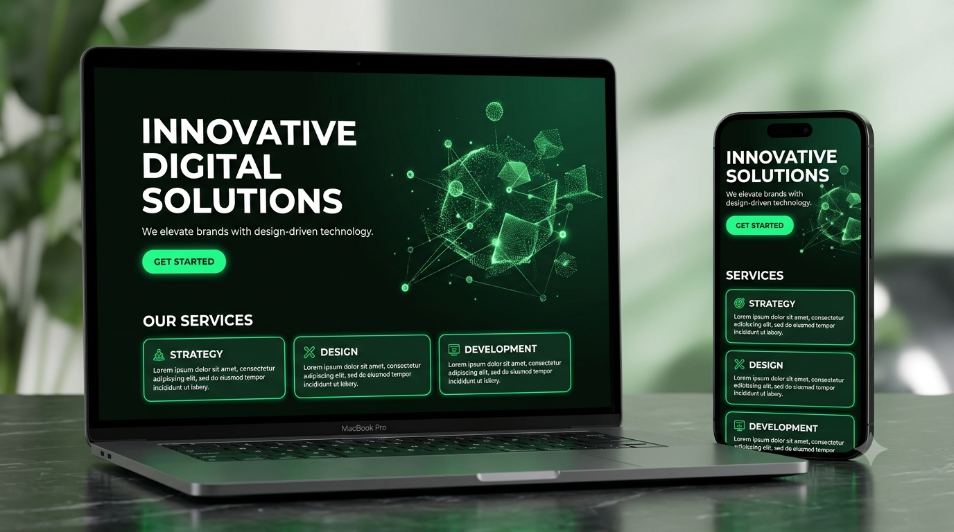 Mockup responsive de sitio web en laptop y celular